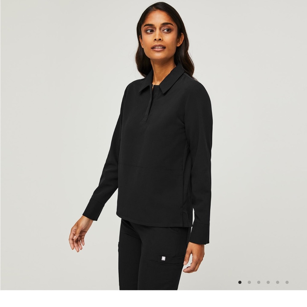 Figs Woman's Black Nala Long-sleeved Scrubpolo Sz Lr